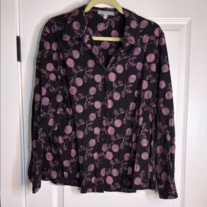 Black and Pink Patterned Women's Top